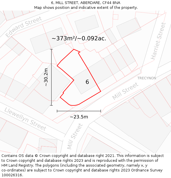 6, MILL STREET, ABERDARE, CF44 8NA: Plot and title map