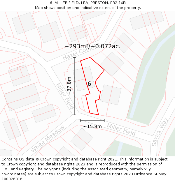 6, MILLER FIELD, LEA, PRESTON, PR2 1XB: Plot and title map