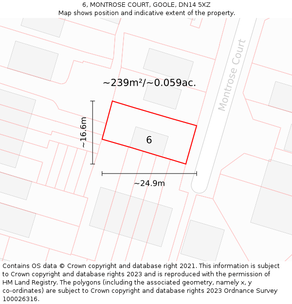 6, MONTROSE COURT, GOOLE, DN14 5XZ: Plot and title map