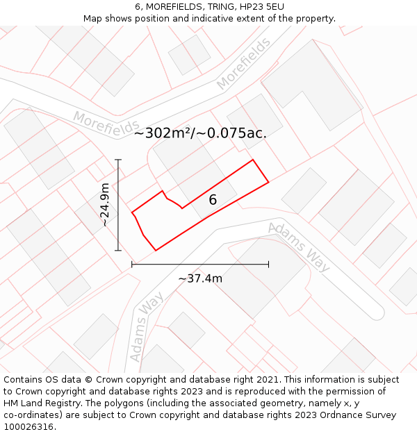 6, MOREFIELDS, TRING, HP23 5EU: Plot and title map