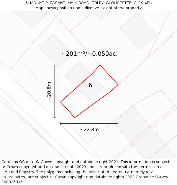 6, MOUNT PLEASANT, MAIN ROAD, TIRLEY, GLOUCESTER, GL19 4EU: Plot and title map