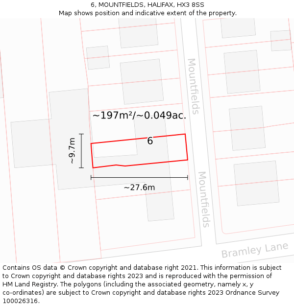 6, MOUNTFIELDS, HALIFAX, HX3 8SS: Plot and title map