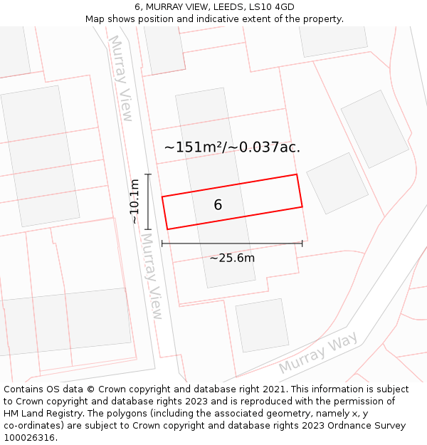 6, MURRAY VIEW, LEEDS, LS10 4GD: Plot and title map