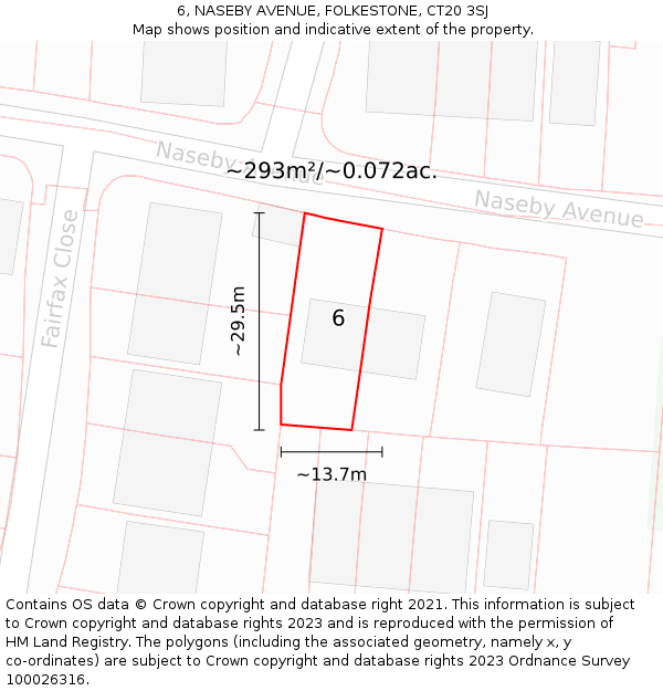 6, NASEBY AVENUE, FOLKESTONE, CT20 3SJ: Plot and title map