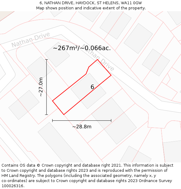 6, NATHAN DRIVE, HAYDOCK, ST HELENS, WA11 0GW: Plot and title map