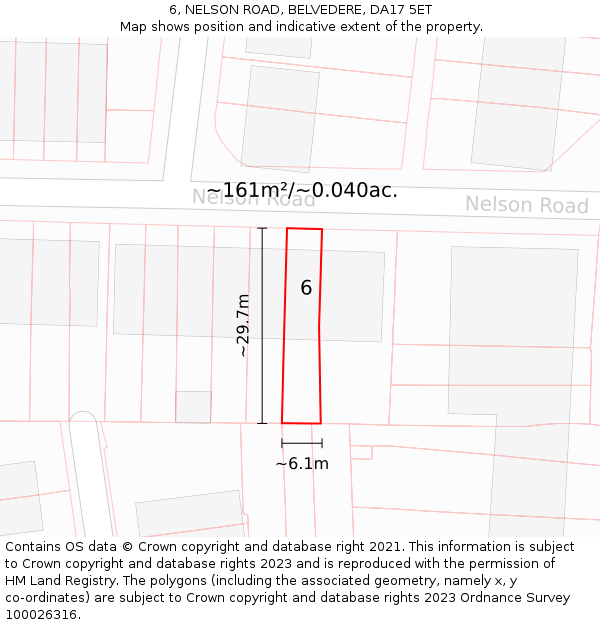 6, NELSON ROAD, BELVEDERE, DA17 5ET: Plot and title map