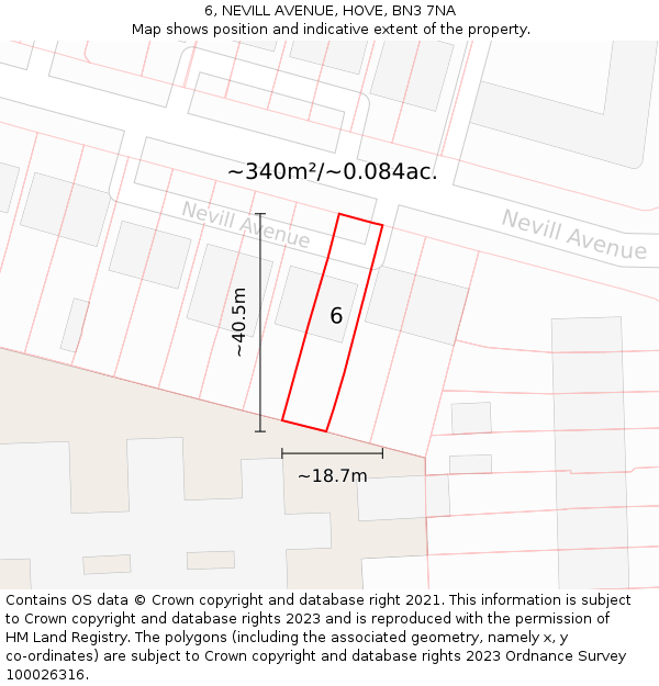 6, NEVILL AVENUE, HOVE, BN3 7NA: Plot and title map