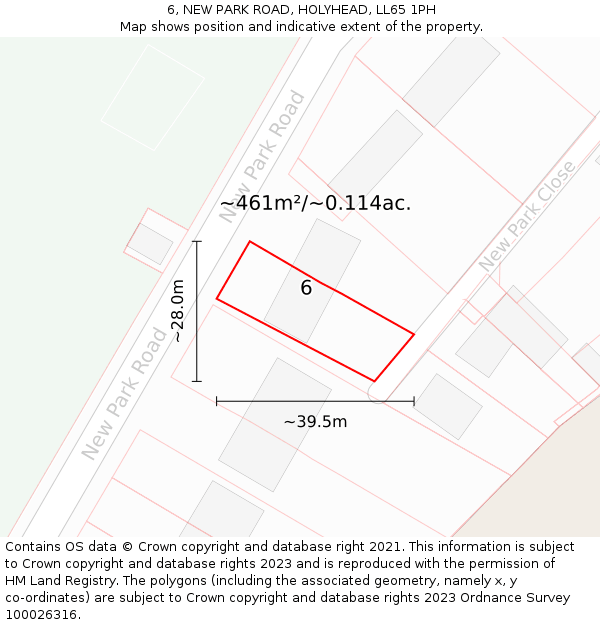 6, NEW PARK ROAD, HOLYHEAD, LL65 1PH: Plot and title map