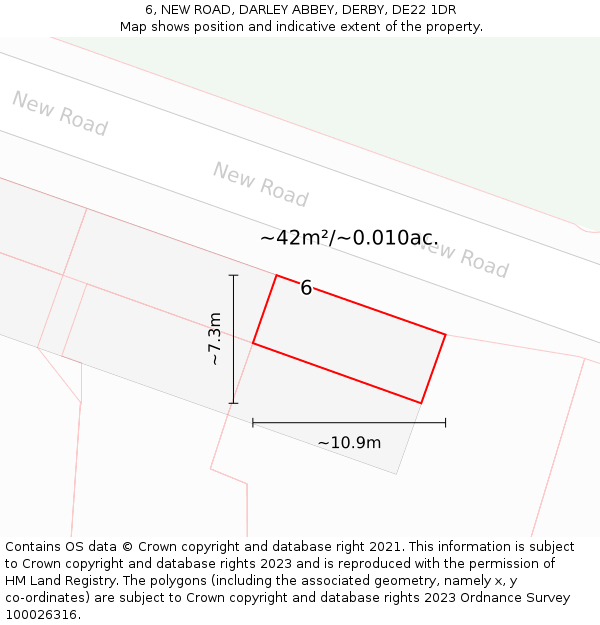 6, NEW ROAD, DARLEY ABBEY, DERBY, DE22 1DR: Plot and title map