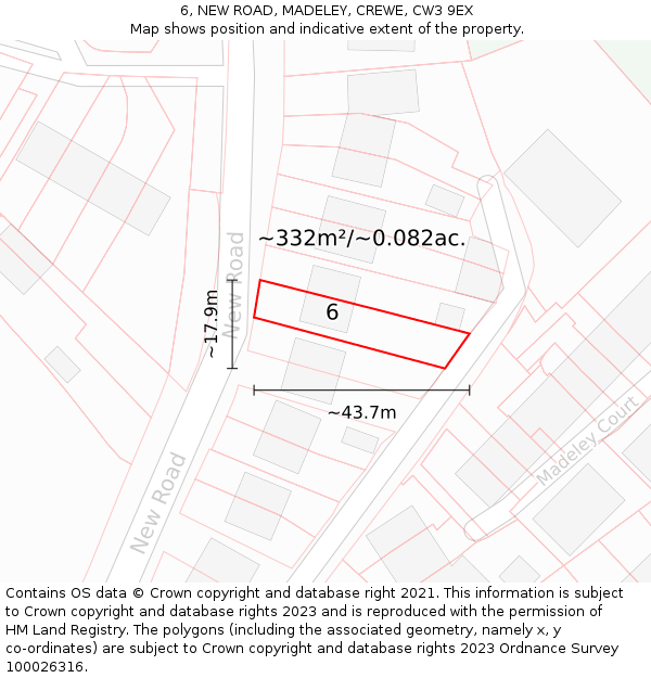 6, NEW ROAD, MADELEY, CREWE, CW3 9EX: Plot and title map