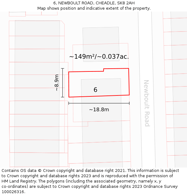 6, NEWBOULT ROAD, CHEADLE, SK8 2AH: Plot and title map