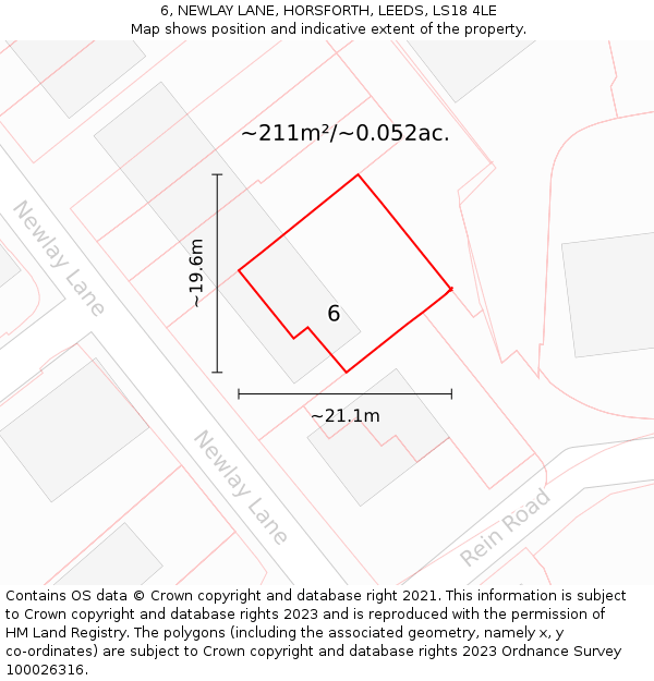 6, NEWLAY LANE, HORSFORTH, LEEDS, LS18 4LE: Plot and title map