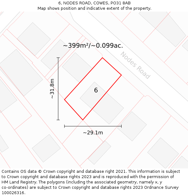 6, NODES ROAD, COWES, PO31 8AB: Plot and title map