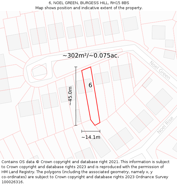 6, NOEL GREEN, BURGESS HILL, RH15 8BS: Plot and title map