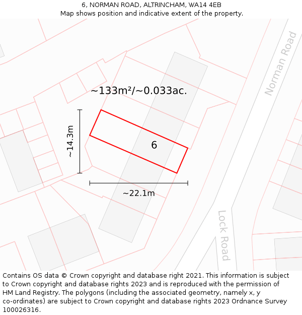 6, NORMAN ROAD, ALTRINCHAM, WA14 4EB: Plot and title map