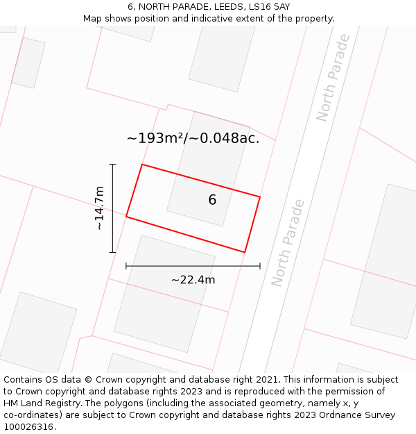 6, NORTH PARADE, LEEDS, LS16 5AY: Plot and title map