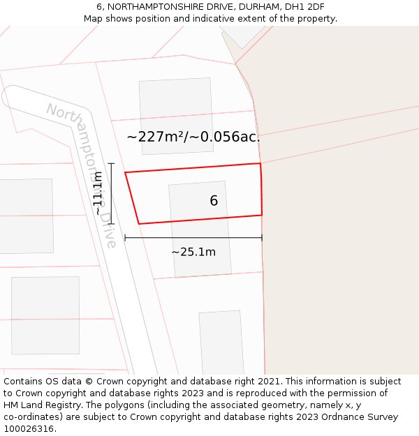 6, NORTHAMPTONSHIRE DRIVE, DURHAM, DH1 2DF: Plot and title map