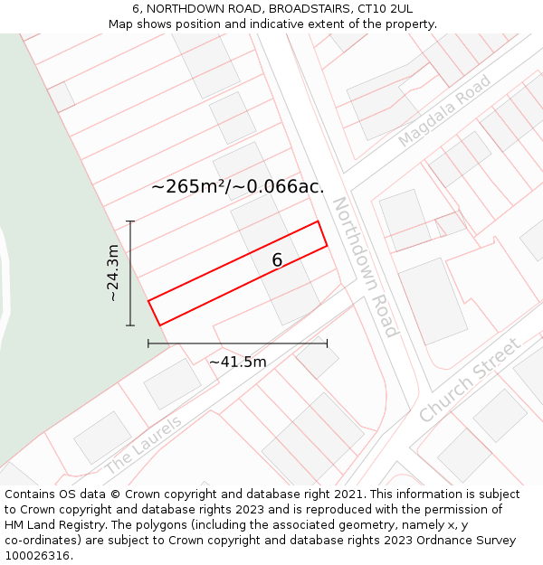 6, NORTHDOWN ROAD, BROADSTAIRS, CT10 2UL: Plot and title map