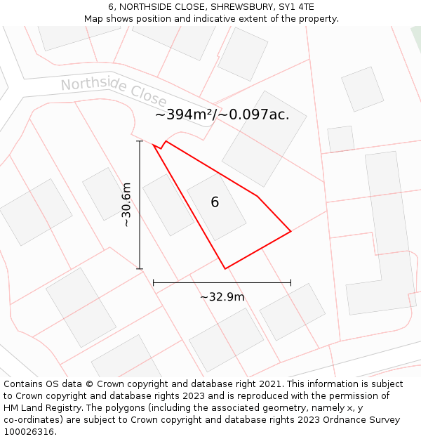 6, NORTHSIDE CLOSE, SHREWSBURY, SY1 4TE: Plot and title map