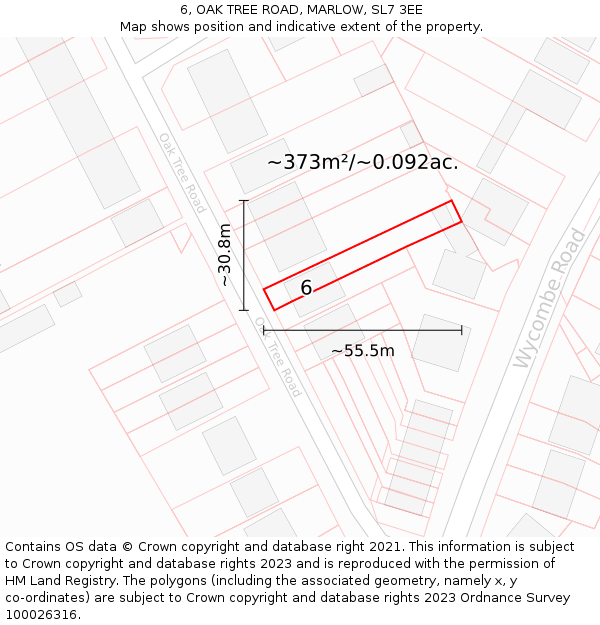 6, OAK TREE ROAD, MARLOW, SL7 3EE: Plot and title map
