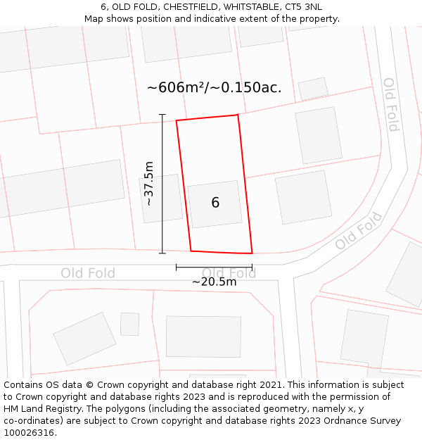 6, OLD FOLD, CHESTFIELD, WHITSTABLE, CT5 3NL: Plot and title map