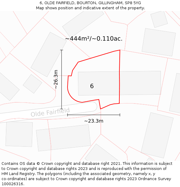 6, OLDE FAIRFIELD, BOURTON, GILLINGHAM, SP8 5YG: Plot and title map