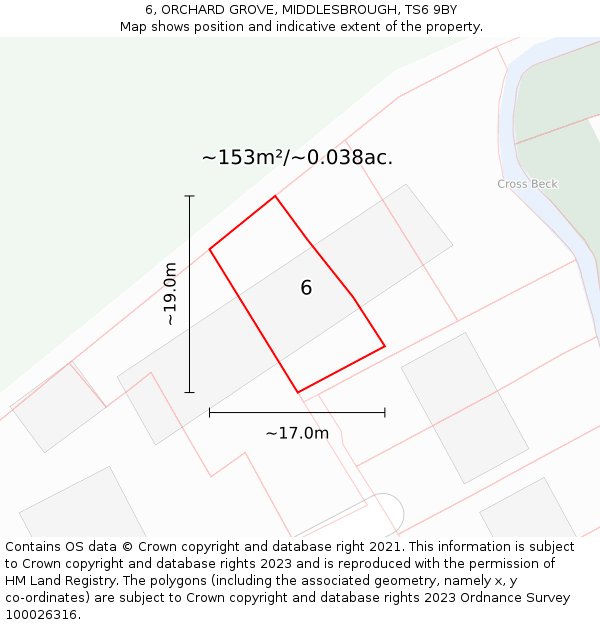 6, ORCHARD GROVE, MIDDLESBROUGH, TS6 9BY: Plot and title map