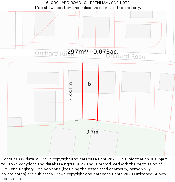 6, ORCHARD ROAD, CHIPPENHAM, SN14 0BE: Plot and title map