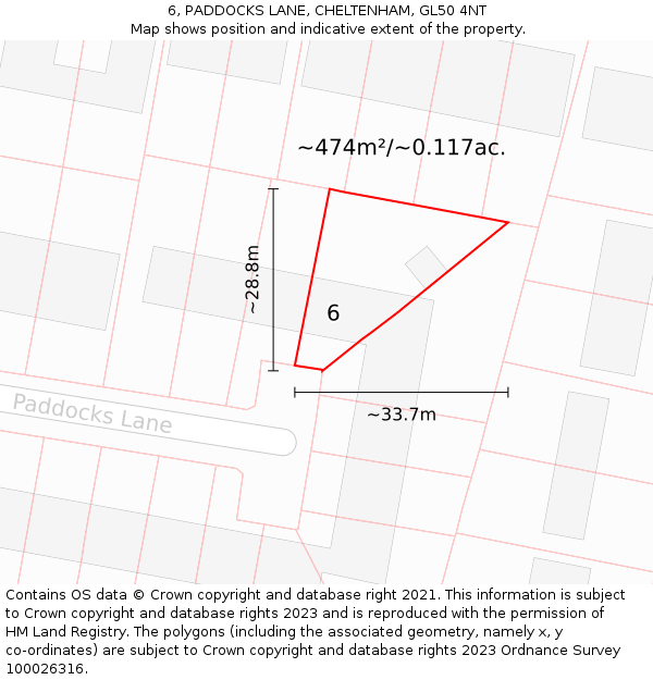 6, PADDOCKS LANE, CHELTENHAM, GL50 4NT: Plot and title map