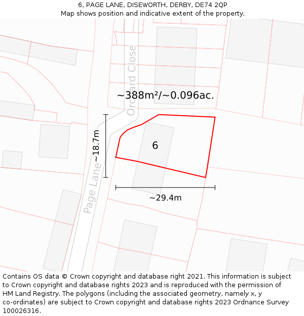 6, PAGE LANE, DISEWORTH, DERBY, DE74 2QP: Plot and title map