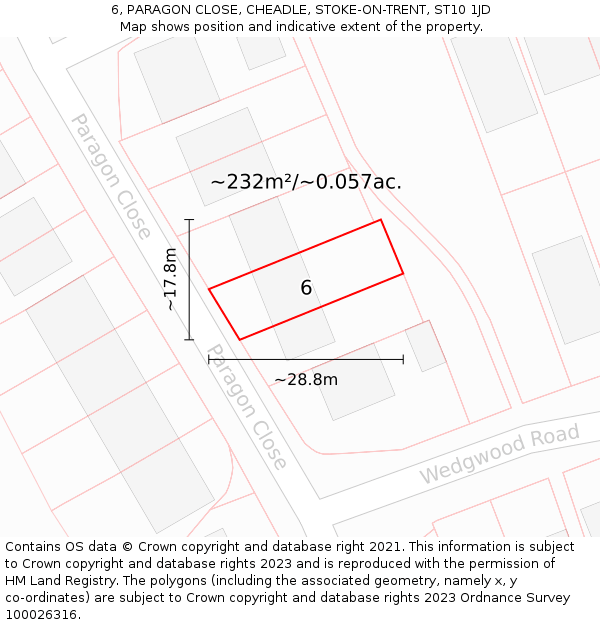 6, PARAGON CLOSE, CHEADLE, STOKE-ON-TRENT, ST10 1JD: Plot and title map