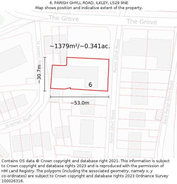 6, PARISH GHYLL ROAD, ILKLEY, LS29 9NE: Plot and title map