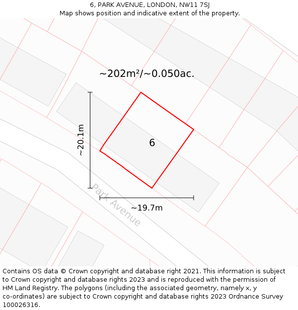 6, PARK AVENUE, LONDON, NW11 7SJ: Plot and title map