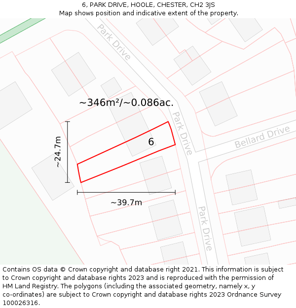 6, PARK DRIVE, HOOLE, CHESTER, CH2 3JS: Plot and title map