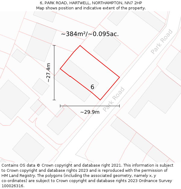 6, PARK ROAD, HARTWELL, NORTHAMPTON, NN7 2HP: Plot and title map