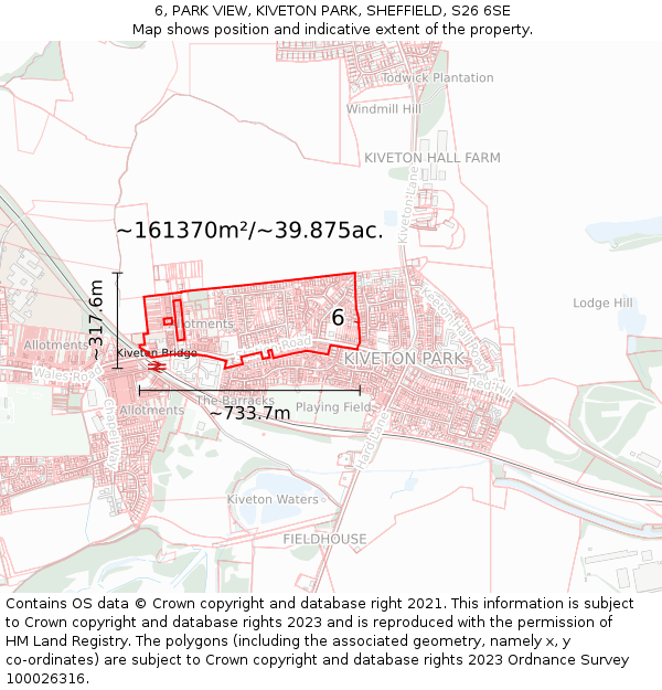 6, PARK VIEW, KIVETON PARK, SHEFFIELD, S26 6SE: Plot and title map