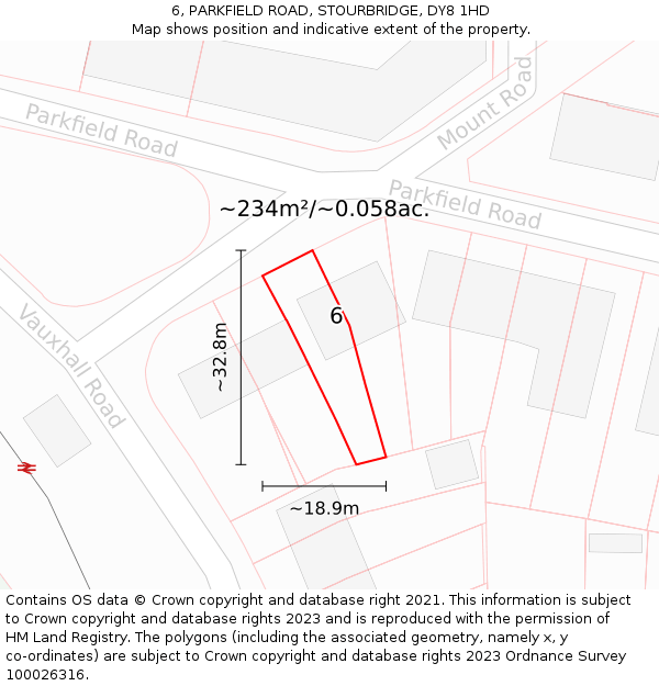 6, PARKFIELD ROAD, STOURBRIDGE, DY8 1HD: Plot and title map