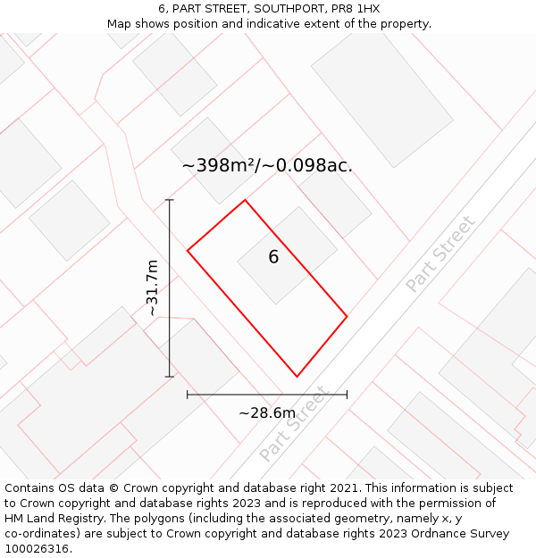 6, PART STREET, SOUTHPORT, PR8 1HX: Plot and title map