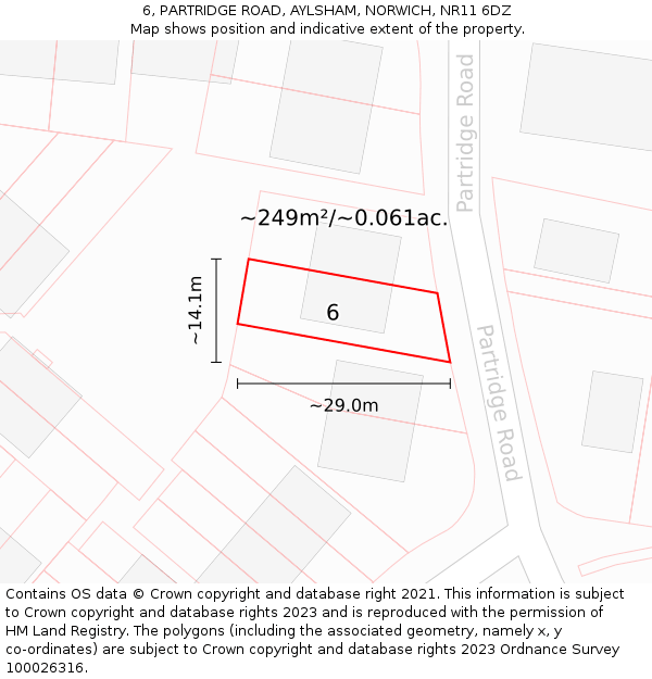 6, PARTRIDGE ROAD, AYLSHAM, NORWICH, NR11 6DZ: Plot and title map