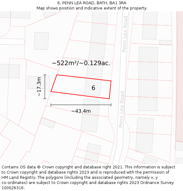 6, PENN LEA ROAD, BATH, BA1 3RA: Plot and title map