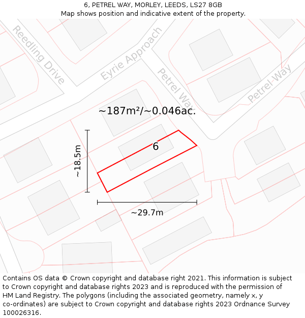 6, PETREL WAY, MORLEY, LEEDS, LS27 8GB: Plot and title map