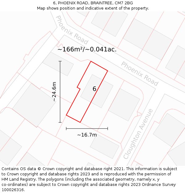 6, PHOENIX ROAD, BRAINTREE, CM7 2BG: Plot and title map