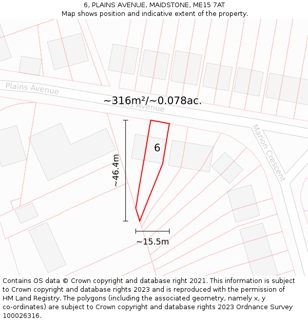 6, PLAINS AVENUE, MAIDSTONE, ME15 7AT: Plot and title map