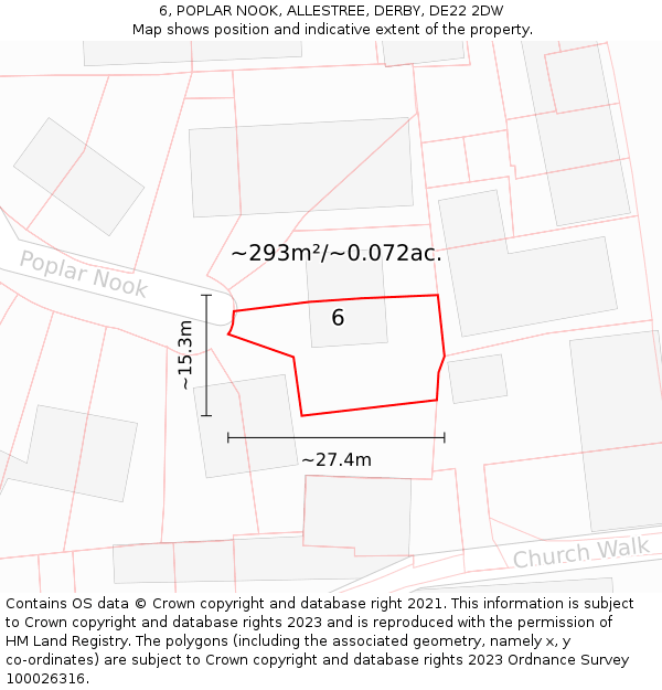 6, POPLAR NOOK, ALLESTREE, DERBY, DE22 2DW: Plot and title map