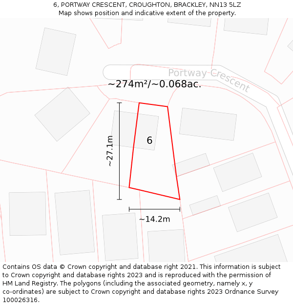 6, PORTWAY CRESCENT, CROUGHTON, BRACKLEY, NN13 5LZ: Plot and title map