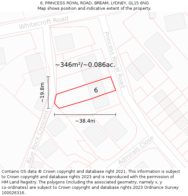 6, PRINCESS ROYAL ROAD, BREAM, LYDNEY, GL15 6NG: Plot and title map