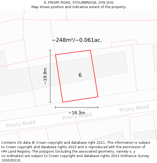 6, PRIORY ROAD, STOURBRIDGE, DY8 2HG: Plot and title map