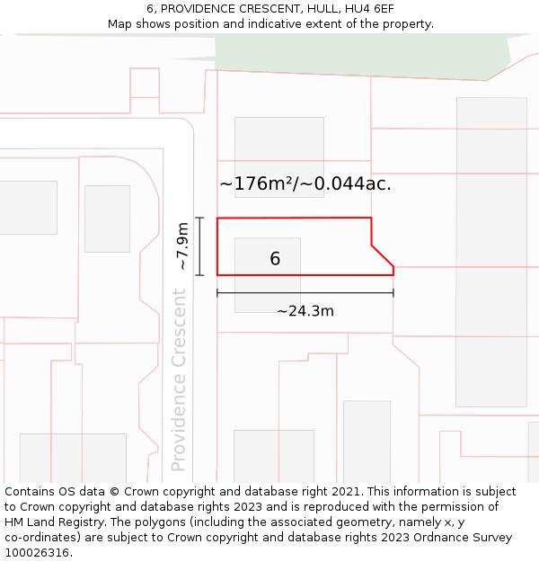 6, PROVIDENCE CRESCENT, HULL, HU4 6EF: Plot and title map