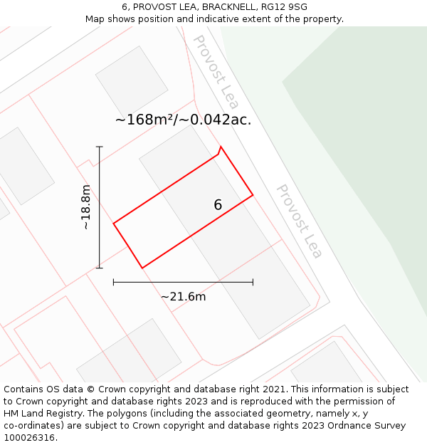 6, PROVOST LEA, BRACKNELL, RG12 9SG: Plot and title map