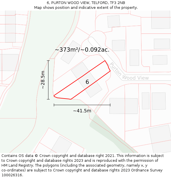 6, PURTON WOOD VIEW, TELFORD, TF3 2NB: Plot and title map